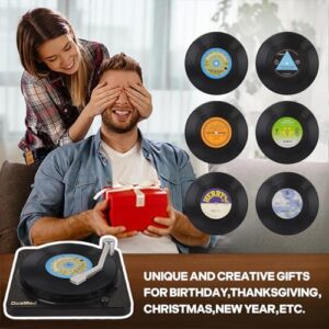Funny Retro Record Coasters for Drinks with Vinyl Player Holder for Music Lovers,Set of 6 Conversation Piece Sayings Drink Coaster,Housewarming Hostess Wedding Registry Gift Ideas - Image 4