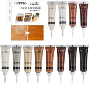 SEISSO Wood Repair Kit Wood Touch up Paint Restore Any Wood Furniture Wood Stain, 12 Colors Cover Surface Scratch for Wooden Floor Table, Filler Furniture Paint Oak, Cabinet, Door, Veneer, Walnut