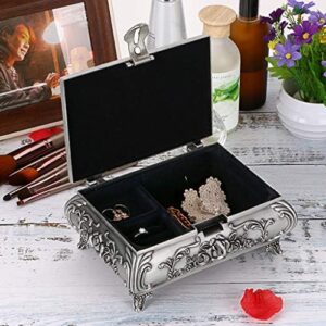 Hipiwe Vintage Metal Jewelry Box Small Trinket Jewelry Storage box For Rings Earrings Necklace Treasure Chest Organizer Antique jewelry Keepsake gift Box Case for Girl Women (Large) - Image 2