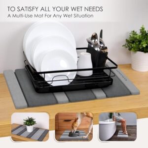 Stone Bath mat, Diatomaceous Earth Shower Mat, Non-Slip Super Absorbent Quick Drying Bathroom Floor Mat, Natural, Easy to Clean. (Dark Gray) - Image 4