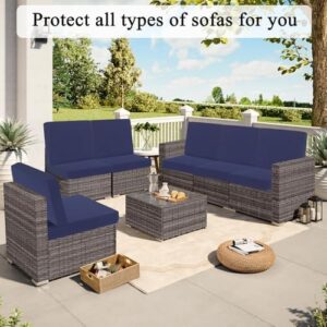 HEBE Outdoor Patio Cushion Covers Set of 12 Waterproof Stretch Seat Cushion Cover for Patio Furniture Clearance Outdoor Sofa Cushion Cover Replacement Couch Slipcovers Chair Seat Cover - Image 8