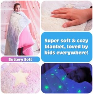 Kids Sleeping Bag for Boys & Girls, Glow in The Dark Sleeping Bags Kids Ages 3+, Large Kids Sleeping Bag with Pillow Pocket, Extra Soft Toddler Sleeping Bag - Kids Sleep Bag Blanket (66'' x 33") - Image 3
