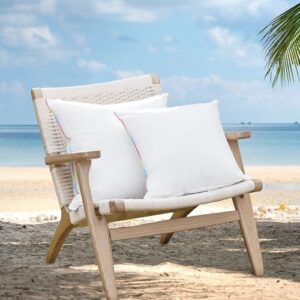 LEBO 18 x 18 Outdoor Pillow Inserts - Waterproof Decorative Throw Pillows with Down Alternative Filling for Patio Furniture Couch Sofa - Pack of 2, White - Image 3