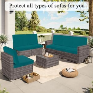 HEBE Outdoor Patio Cushion Covers Set of 12 Waterproof Stretch Seat Cushion Cover for Patio Furniture Clearance Outdoor Sofa Cushion Cover Replacement Couch Slipcovers Chair Seat Cover - Image 8