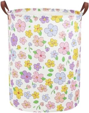 Kids Laundry Hamper,Flower Laundry Basket Collapsible Girls Storage Baskets for Home Decor,Office,Toy Organizer,(Flower)