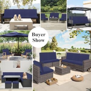 HEBE Outdoor Patio Cushion Covers Set of 12 Waterproof Stretch Seat Cushion Cover for Patio Furniture Clearance Outdoor Sofa Cushion Cover Replacement Couch Slipcovers Chair Seat Cover - Image 9