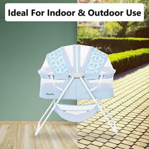 Dream On Me Karley Bassinet in Light Blue, Lightweight Portable Baby Bassinet, Quick Fold and Easy to Carry, Adjustable Double Canopy, Indoor and Outdoor Bassinet with Large Storage Basket. - Image 6