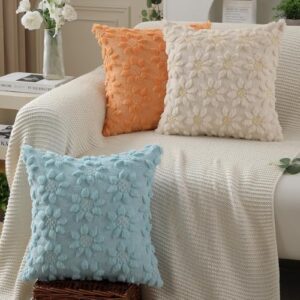 DFXSZ Spring Summer Pillow Covers 20x20 inch Set of 2 Farmhouse Decor Yellow Flower Heart Sunflower Beige Soft Plush Faux Fur Jacquard Throw Pillows for Sofa Holiday Spring Home Decor PTK024E20 - Image 5