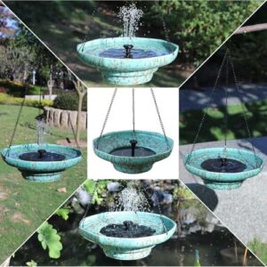 Solar Fountain Ceramic Hanging Bird Bath,Bird Bath for Ourside,Outdoor Fountain Bird Bath,Garden and Home Decor - Image 8