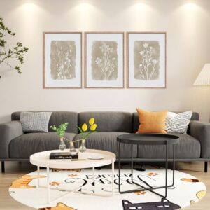 CHDITB Botanical Farmhouse Wall Art Set, Framed Boho Plant Wall Decor, Neutral Minimalist Floral Wall Painting, Rustic Wildflower Canvas Art Prints for Living Room, Bedroom, Bathroom - Large 16"x24"x3 - Image 2