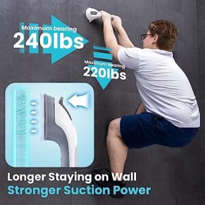 TAILI Grab Bars for Bathtubs and Showers 2 Pack Suction Grab Bar, Heavy Duty Shower Handle Removable Bath Handrails for Seniors and Elderly, Bathroom Safety Grip No Drilling Waterproof,Grey - Image 8