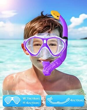 Gintenco Kids Snorkel Set, Diving Mask for Children as Unisex Kids Swimming Goggles, Anti-Fog Diving Mask and Dry Top Snorkel Combo Set for Junior and Youth - Image 4