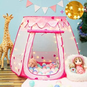 Princess Tent with Star Light for 1 Year Old Birthday Gift, Ball Pit for Babies, Toddlers Girls Toys, Easy to Pop Up and Assemble