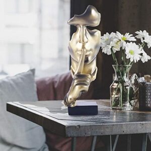 aboxoo Thinker Statue, Silence is Gold Abstract Art Figurine, Modern Home Resin Sculptures Decorative Objects Piano Desktop Decor for Creative Room Home, Office Study (Gold) - Image 8