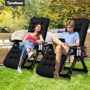 Outdoor Chaise Lounge Chair Cushion Waterproof 66 x 21 x 4 Inches Indoor Outdoor Memory Foam Lounge Chair Cushions with Ties, Soft Thickened Lounge Chair Cushions for Outdoor Furniture, Black - Image 6