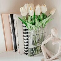 Puransen Clear Book Flower Vase - Floral Bookshelf Decor, Acrylic Flower Holder & Space-Saving Organizer, Modern Home Office/Study Desk Minimalist Aesthetic (Not Including Flowers)