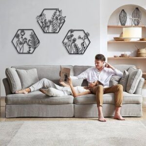 OYEFLY 3 Pcs Metal Flower Wall Art, Farmhouse Wall Decor (Black) - Image 7