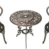 Oakland Living 3-Piece Rose Bistro Set with 23.5-Inch Cast aluminum Top Table