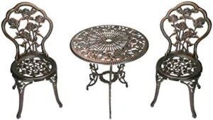 Oakland Living 3-Piece Rose Bistro Set with 23.5-Inch Cast aluminum Top Table