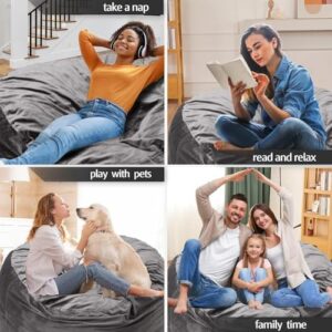 Bean Bag Chairs, Memory Foam Stuffing Bean Bag Chair for Adults/Teens/Kids, Velvet Lazy Sofa Furniture with Removable High-Rebound Memory Foam for Living Room Bedroom College Dorm - Image 6