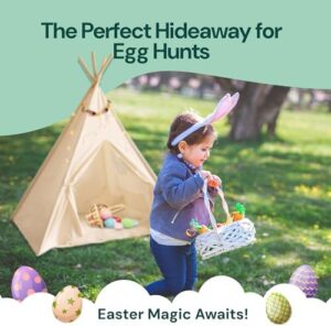 PlayVibe Kids Teepee Tent - Baby, Toddler Play Tents with Light String & Star LED Lights, Children Reading Nook Tee Pee Tents, Party Teepee Shelter Canvas for Girls & Boys, Playroom, Indoor & Outdoor - Image 2