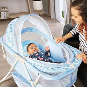 Dream On Me Karley Bassinet in Light Blue, Lightweight Portable Baby Bassinet, Quick Fold and Easy to Carry, Adjustable Double Canopy, Indoor and Outdoor Bassinet with Large Storage Basket. - Image 2