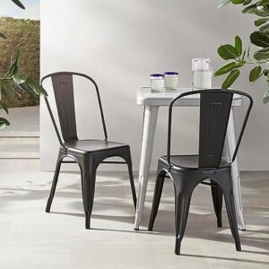 Amazon Basics Metal Dining Chairs, Easy to Assemble, Sturdy, 4 Pack, 20.1" D x 17.1" W x 33.5" H, Matte Black - Image 2