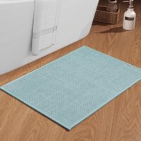 chakme Bathroom Rugs Mat 24x17, Ultra Thin Non Slip Bath Mat Small Quick Dry Absorbent Bath Mat for Bathroom Floor, (Light Blue, 24"x17")