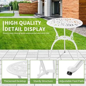 Patio Bistro Sets 3 Piece,Cast Aluminum Bistro Table and Chairs Set of 2 with 1.97" Umbrella Hole,All Weather Bistro Table Set Outdoor Patio Furniture for Garden,Yard(Butterfly White) - Image 4