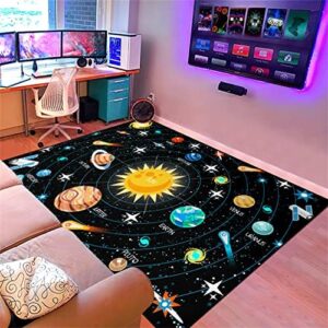 Boys Space Area Rugs for Bedroom Educational Learning Large Carpet Rug Indoor Sofa Floor Mats Solar System Space Theme Living Bedroom Dining Room Decor Crystal Polyester Area Rug Door Mats, 3'×5' - Image 3