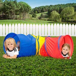 Hey! Play! Kids Play Tunnel- 4-Way Pop Up Crawl Through Tent, Indoor/Outdoor Fun for Kids, Dogs, Toddlers & Children, Foldable & Portable Playhouse, Multicolor - Image 6