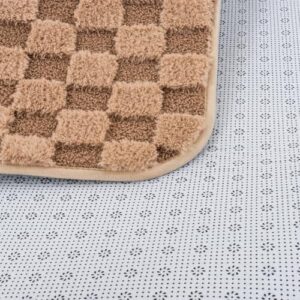 Aimuan Checkered Print Area Rug Cute Checkerboard Rugs Soft Shaggy Carpets Back Non-Slip Mat for Kids Bedroom Living Room Nursery Home Decor (Khaki, 3x5ft) - Image 8