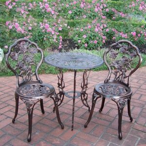 Oakland Living 3-Piece Rose Bistro Set with 23.5-Inch Cast aluminum Top Table - Image 6
