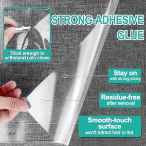 [Thicken Vinyl] Anti Cat Scratch Furniture Protector, Single-Sided Sticky Couch Protector for Cats, Flexible Couch Corner Guard Under Cats Claw, Cat Scratch Deterrent Tape-(160" x 12.4") - Image 3