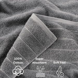 Casa Platino Large Bath Towels Set- 2 Bath Towels(30x 60), 2 Hand Towels & 4 Washcloths - Complete Bathrom Towels Set, Mercerized Soft Cotton Towel Set for Bathroom, Absorbent Towel Set- Grey - Image 5