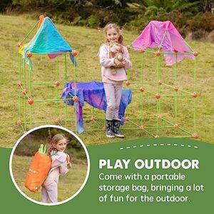 Tiny Land Fort Building Kit Creative Fort Indoor Outdoor for 5,6,7,8 Years Old Boys and Girls STEM Building Toys with Storage Bag DIY Castles Tunnels with 86 Rods and 44 Balls - Image 7