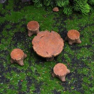 5 Pcs Fairy Garden Accessories Outdoor Miniature Table and Chairs Set Mini Resin Furniture Ornaments Kit Micro Landscape Decor for DIY Craft Gift Dollhouse Succulents Home Decoration - Image 4