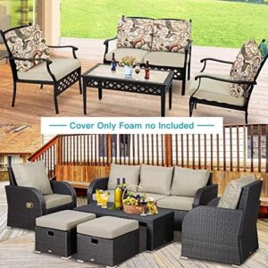 NettyPro Patio Chair Seat Cushion Covers Set 4, Waterproof Outdoor Furniture Cushion Slipcovers with Zipper and Tie, 21 x 19 x 3 Inch, Replacement Cover Only, Vintage - Image 6