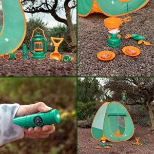 FUN LITTLE TOYS Pop Up Play Tent with Camping Gear and Tools Set, Outdoor Toys for Kids - Image 3