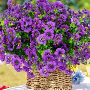 Artificial Flowers for Outdoor, 20 Bundle UV Resistant Fake Silk Flowers, Realistic Faux Plants for Outside Indoor Porch Patio Window Box Planter Home Decor (Purple) - Image 3
