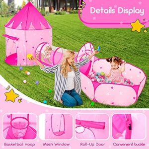 PigPigPen 3pc Kids Play Tent for Girls with Ball Pit, Crawl Tunnel, Princess Tents for Toddlers, Baby Space World Playhouse Toys, Boys Indoor& Outdoor Play House, Perfect Kid’s Gifts - Image 4