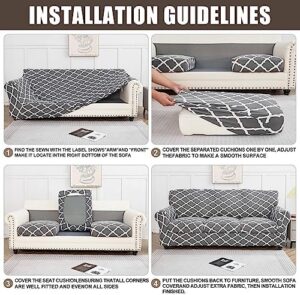 SearchI Stretch Sofa Cover Printed Couch Cover, Floral Pattern 4 Pieces Sofa Slipcover with 3 Separate Cushion Cover, Washable Furniture Protector for Living Room(Sofa, Leaf Pattern) - Image 6