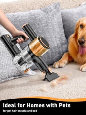 Cordless Vacuum Cleaner, 8 in 1 Powerful Suction Lightweight Vacuum Cleaner for Home, LED Display, 3 Suction Modes, 45Mins Detachable Battery Vacuum for Hard Floor Carpet Pet Hair, Golden - Image 6