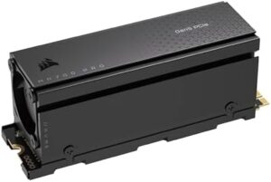 Corsair MP700 PRO with Air Cooler 2TB M.2 PCIe Gen5 x4 NVMe 2.0 SSD – M.2 2280 – Up to 12,400MB/sec Sequential Read – High-Density TLC NAND – Black