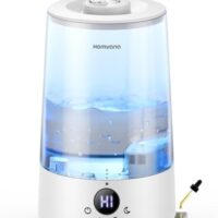 Homvana 3.6L Cool Mist Humidifiers for Bedroom, Large Room, House, Office, Living Room, 34H Top Fill, Aroma, Essential Oil Diffuser for Home, Portable Mini Air Humidifier for Hotel Scent (Transparent)