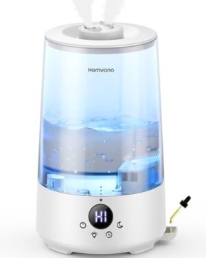 Homvana 3.6L Cool Mist Humidifiers for Bedroom, Large Room, House, Office, Living Room, 34H Top Fill, Aroma, Essential Oil Diffuser for Home, Portable Mini Air Humidifier for Hotel Scent (Transparent)