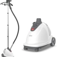 Pure Enrichment PureSteam XL Standing Fabric Steamer - Professional Wrinkle Remover Heats in 45 Seconds; 1/2-Gallon Tank for 1 Hour of Steaming; Easy-Roll Wheels, Garment Hanger, & Fabric Brush