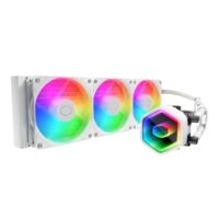 Cooler Master 360 Core II White AIO CPU Liquid Cooler, R9|U9|i9, Dual Chamber G9R Pump, Infinity Mirror aRGB, 400mm Tubing, 360mm Radiator, 120mm PWM Fan, AMD Ryzen AM5|4, Intel LGA 1851|1700 Platform