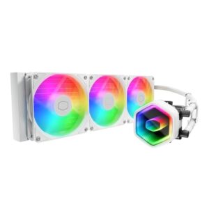 Cooler Master 360 Core II White AIO CPU Liquid Cooler, R9|U9|i9, Dual Chamber G9R Pump, Infinity Mirror aRGB, 400mm Tubing, 360mm Radiator, 120mm PWM Fan, AMD Ryzen AM5|4, Intel LGA 1851|1700 Platform