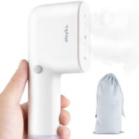 Travel Steamer for Clothes, Fashion Portable Handheld Garment Steamer, 15S Heat Up, Olayks Travel Size Steamer & Iron 2 In 1, 1.1lbs, Fabric Wrinkle Remover for All Clothes, White